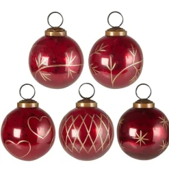 Outlet IB Laursen Große Weihnachtskugeln 5er-Set mit goldfarbener Eingravierung