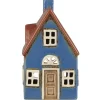 Discount IB Laursen Haus für Teelicht Nyhavn blau mit brauner Tür