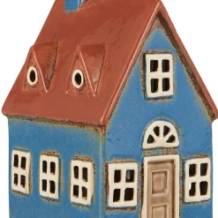 Discount IB Laursen Haus für Teelicht Nyhavn blau mit brauner Tür