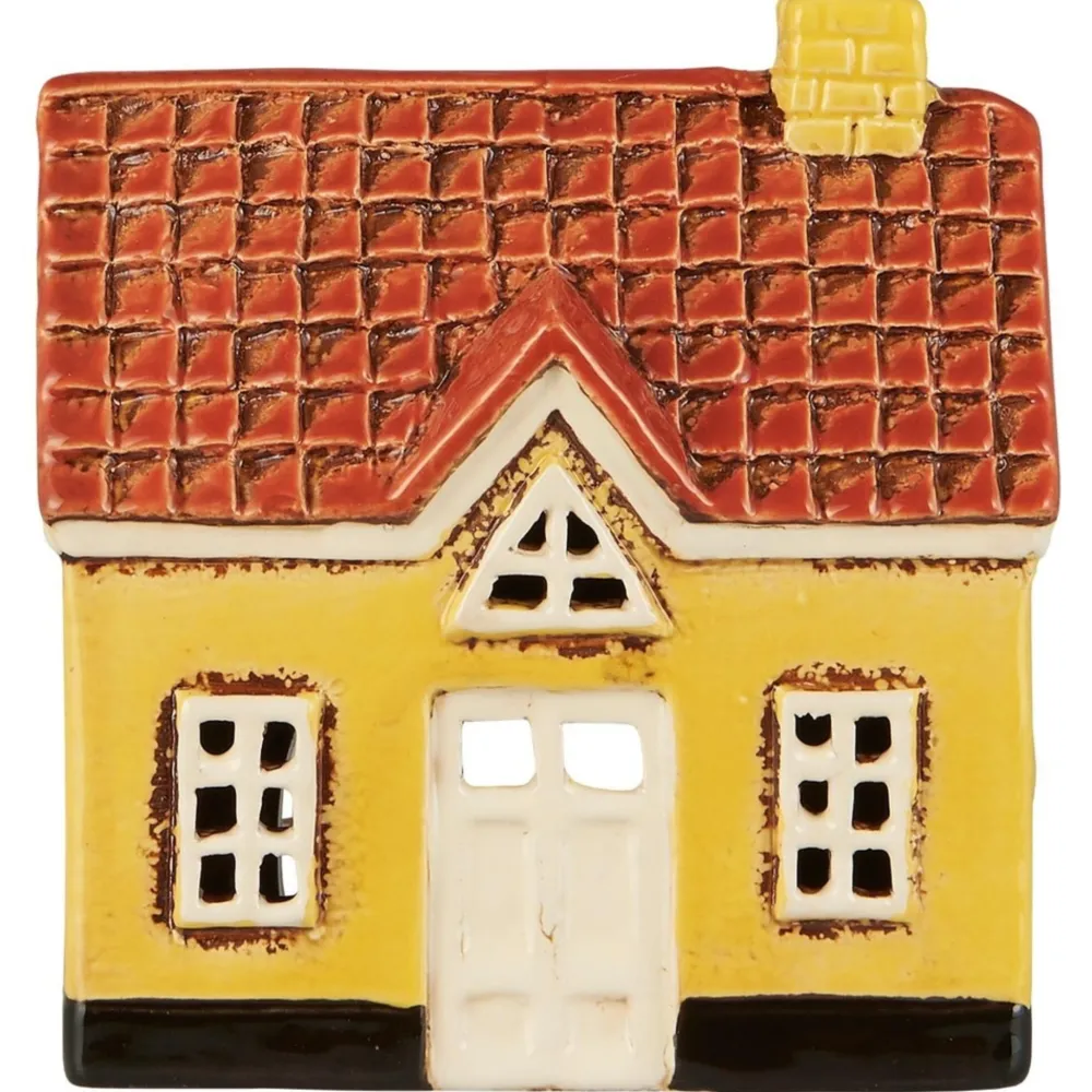 Best IB Laursen Keramik Haus für Teelicht My Home Town gelb
