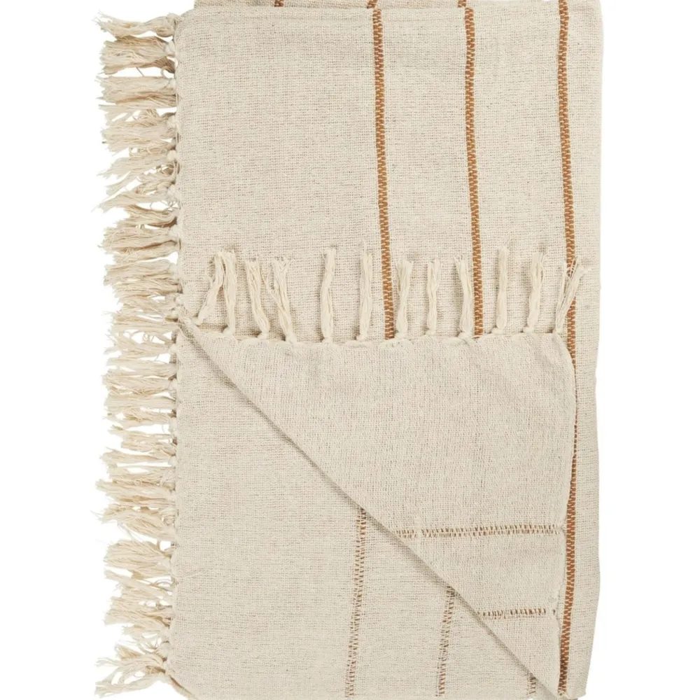 Best IB Laursen Plaid aus reiner Baumwolle Natur