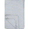 Outlet IB Laursen Quilt blau mit weißen und braunen Streifen