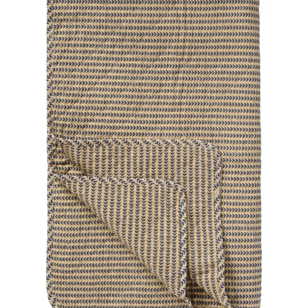 Online IB Laursen Quilt braun mit dunkelblauen Stängeln