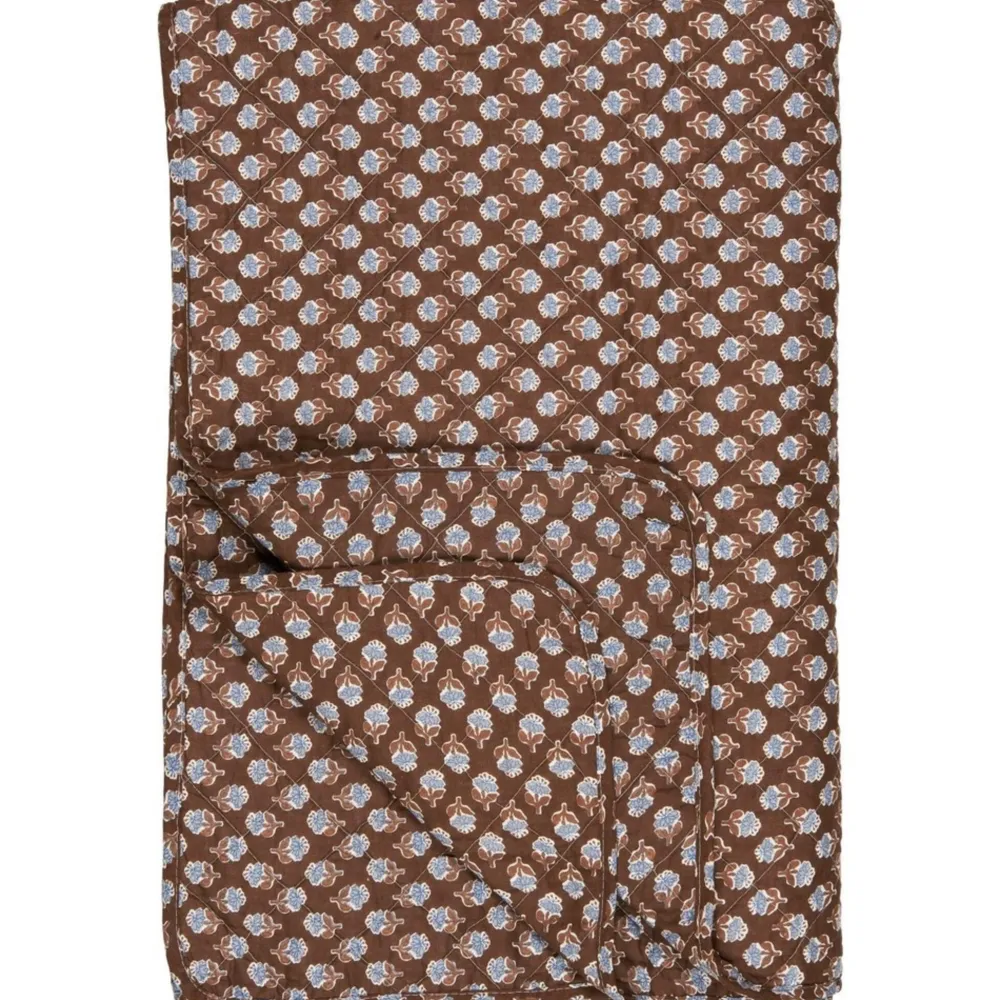 New IB Laursen Quilt dunkelbraun-blau mit Blumenmuster