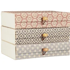 Outlet IB Laursen Schachteln 3er Set mit Muster viereckig Bambus