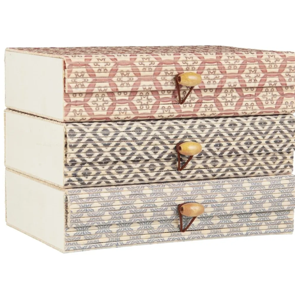 Outlet IB Laursen Schachteln 3er Set mit Muster viereckig Bambus