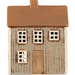 New IB Laursen Teelicht-Haus Visby hellblau mit brauner Tür