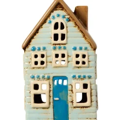 Best IB Laursen Teelichthaus Visby blaue Tür braunes Dach