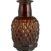 Best IB Laursen Vase mit langem Hals Karomuster mundgeblasen