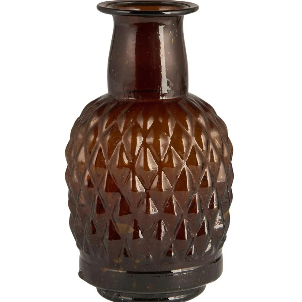 Best IB Laursen Vase mit langem Hals Karomuster mundgeblasen