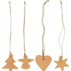 Best IB Laursen Weihnachtsschmuck Aufhänger im 4er-Set aus handgefertigtem Ton