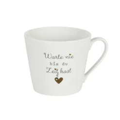 Sale Krasilnikoff Happy Cup Tasse, Warte nie bist du Zeit hast