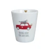 Clearance Krasilnikoff Happy Mug, Driving Home for Christmas, Red