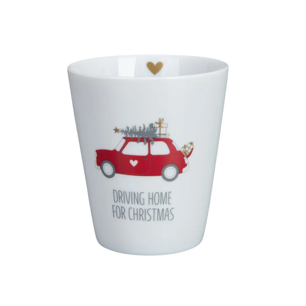 Clearance Krasilnikoff Happy Mug, Driving Home for Christmas, Red