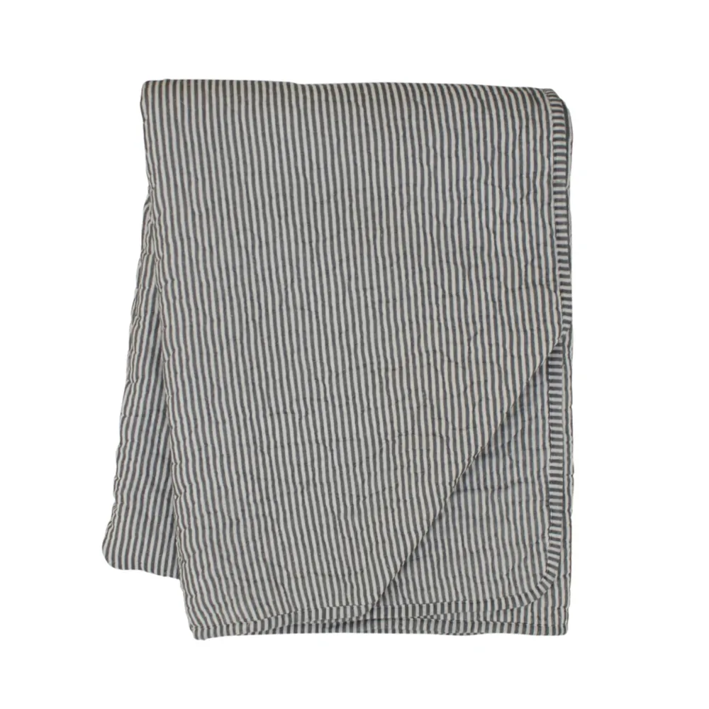Online Krasilnikoff Quilt mit dünnen Streifen, Schwarz/Weiß