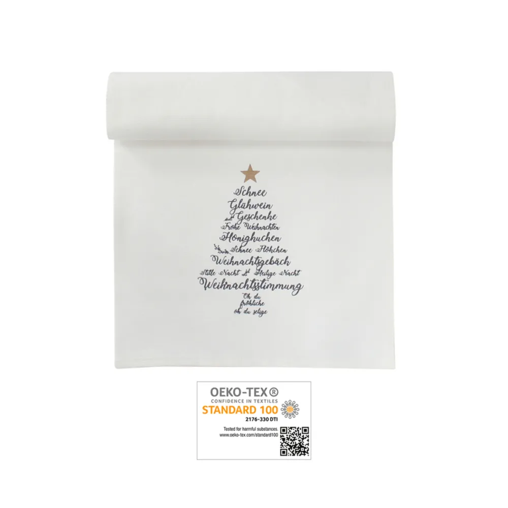 Clearance Krasilnikoff Tischläufer Christmas Words, Weiß