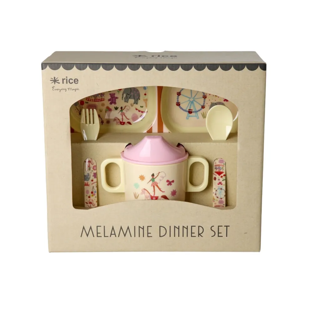 Clearance RICE Baby-Geschirrset Fun Fair Geschenkbox