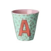 New RICE Buchstaben-Becher mit Blumen Medium