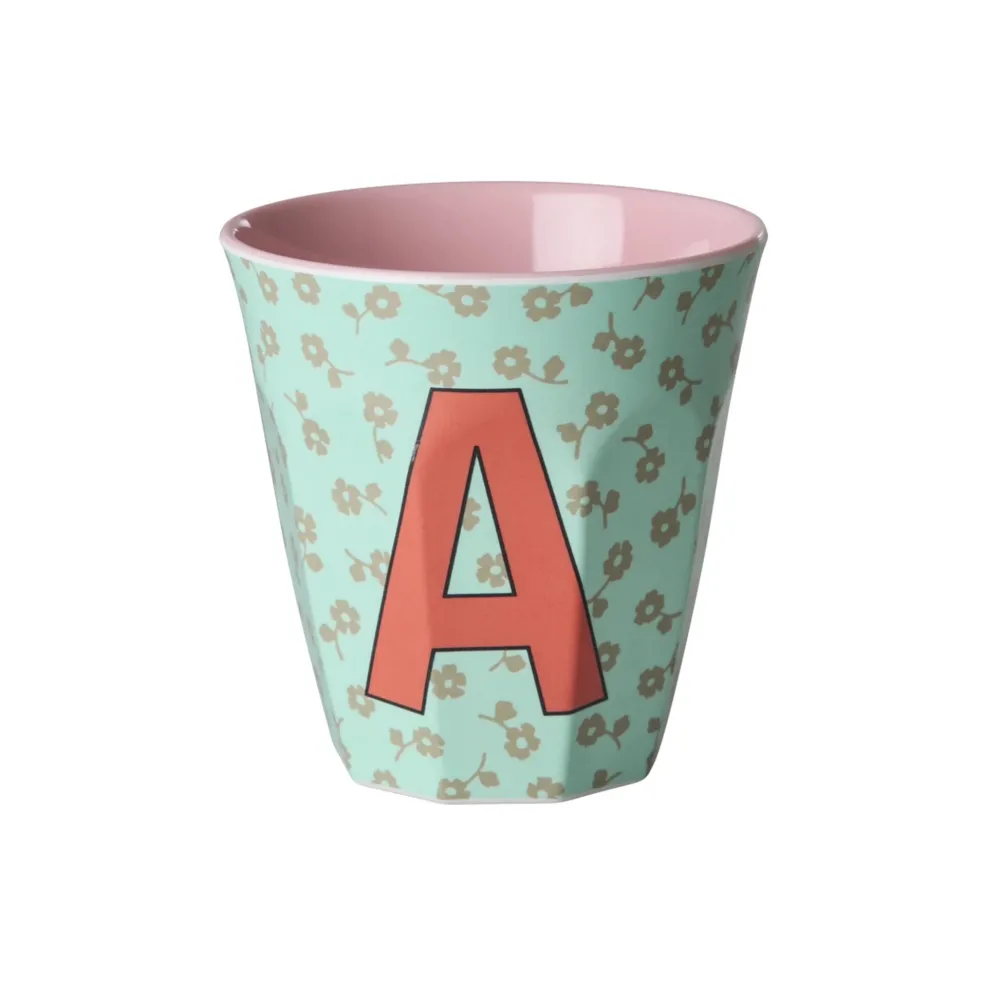 New RICE Buchstaben-Becher mit Blumen Medium