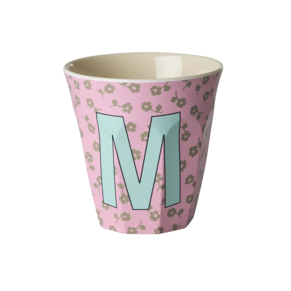 New RICE Buchstaben-Becher mit Blumen Medium