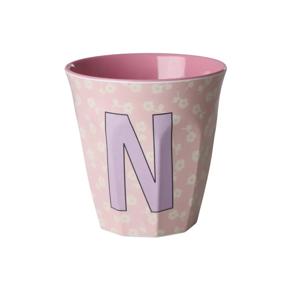 New RICE Buchstaben-Becher mit Blumen Medium