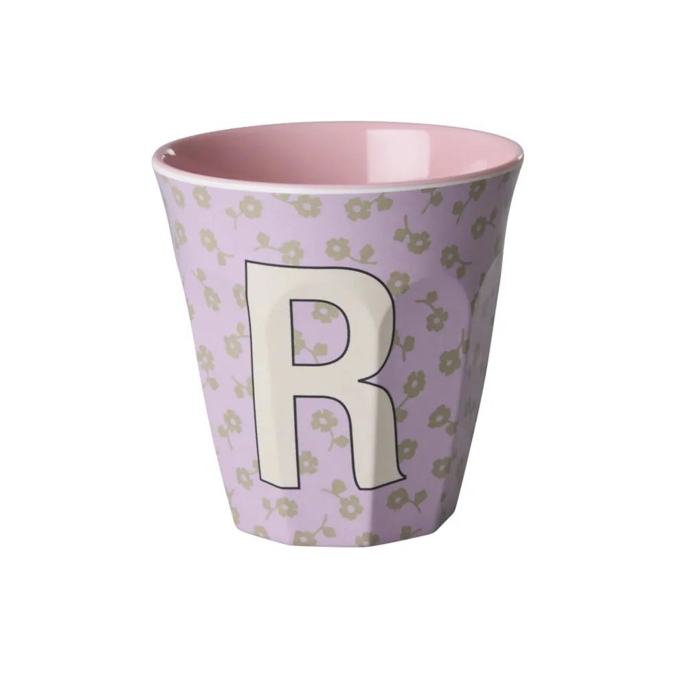 New RICE Buchstaben-Becher mit Blumen Medium