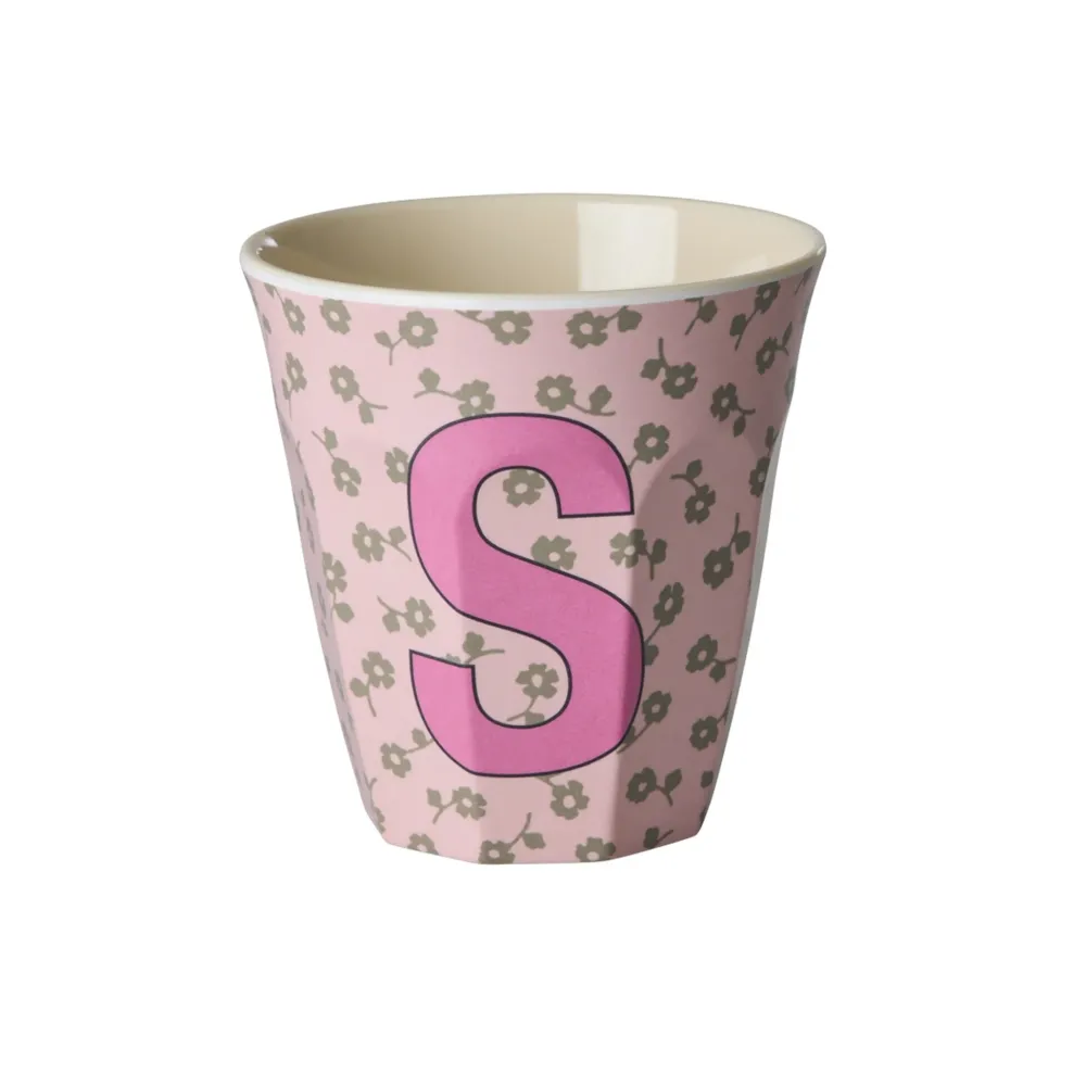 New RICE Buchstaben-Becher mit Blumen Medium