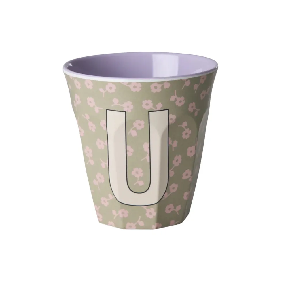 New RICE Buchstaben-Becher mit Blumen Medium
