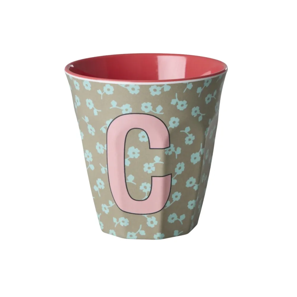 New RICE Buchstaben-Becher mit Blumen Medium