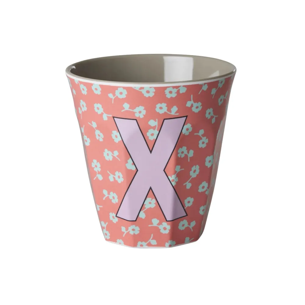 New RICE Buchstaben-Becher mit Blumen Medium