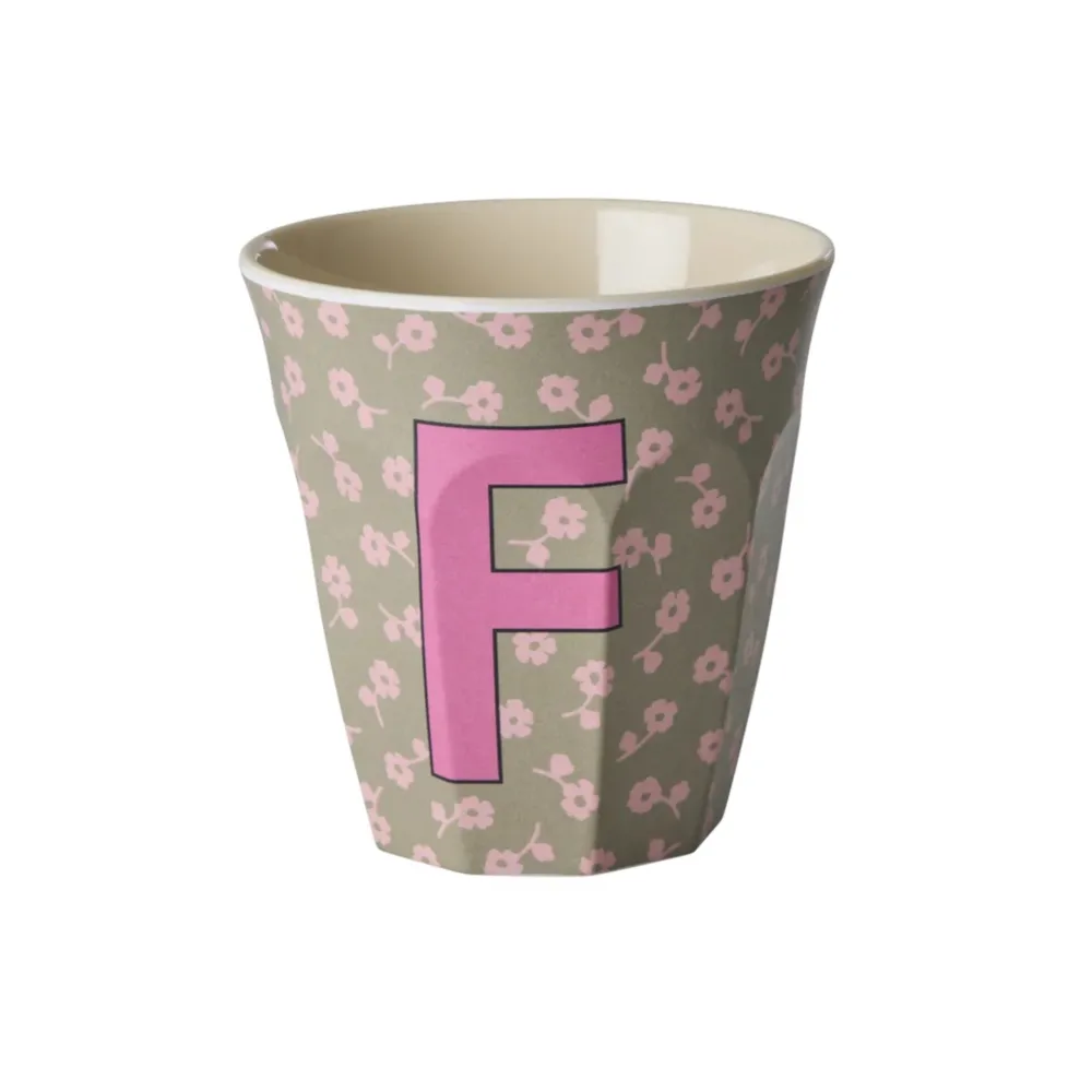 New RICE Buchstaben-Becher mit Blumen Medium