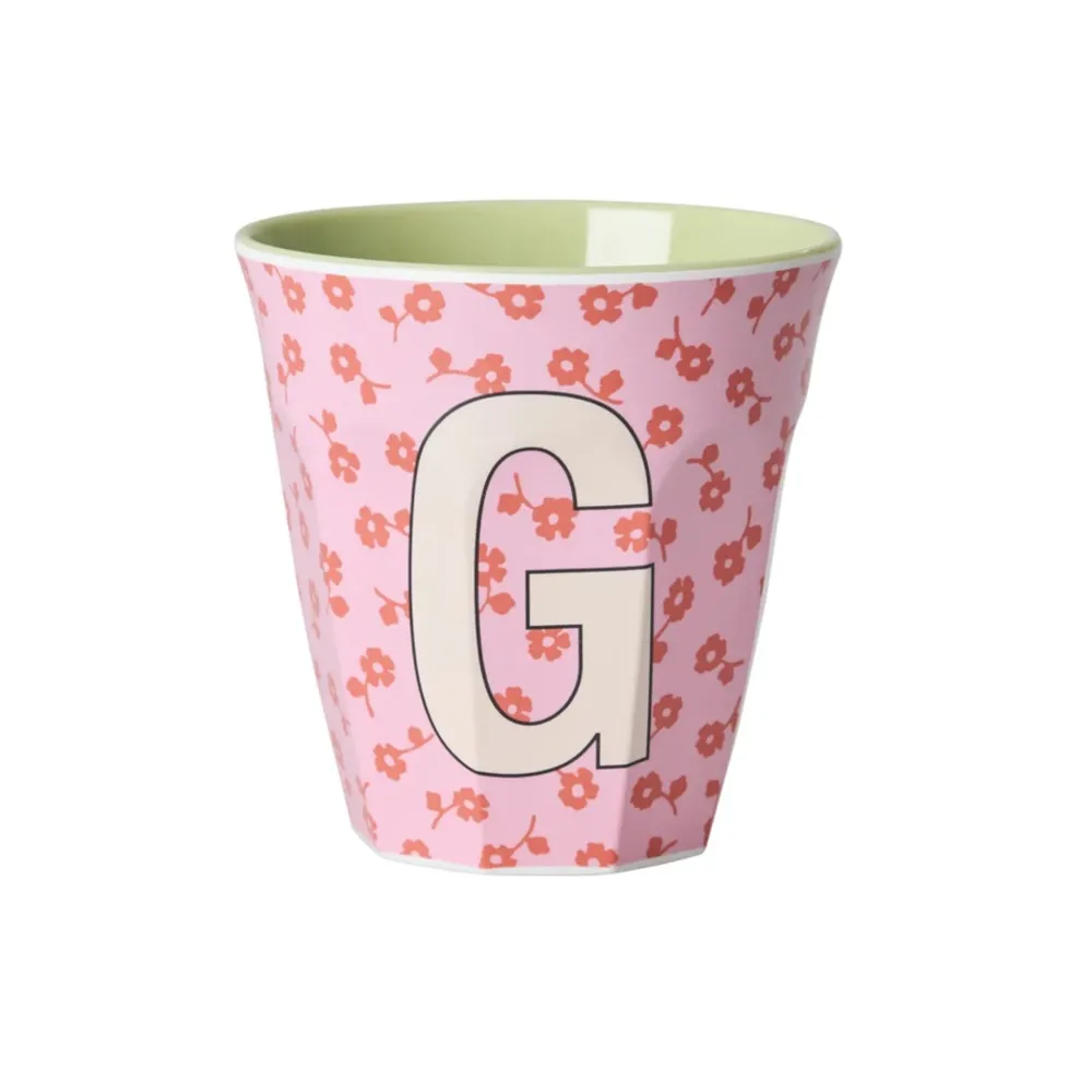 New RICE Buchstaben-Becher mit Blumen Medium