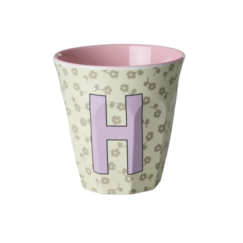 New RICE Buchstaben-Becher mit Blumen Medium