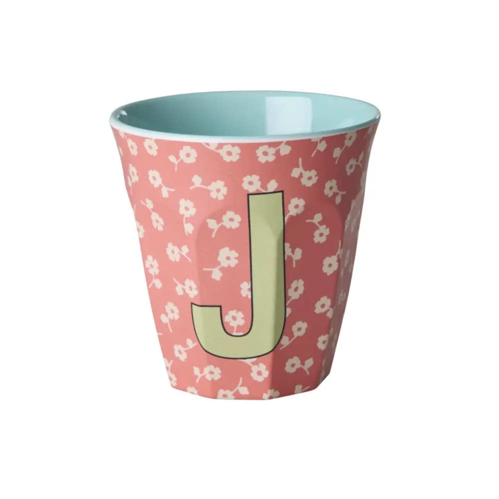 New RICE Buchstaben-Becher mit Blumen Medium