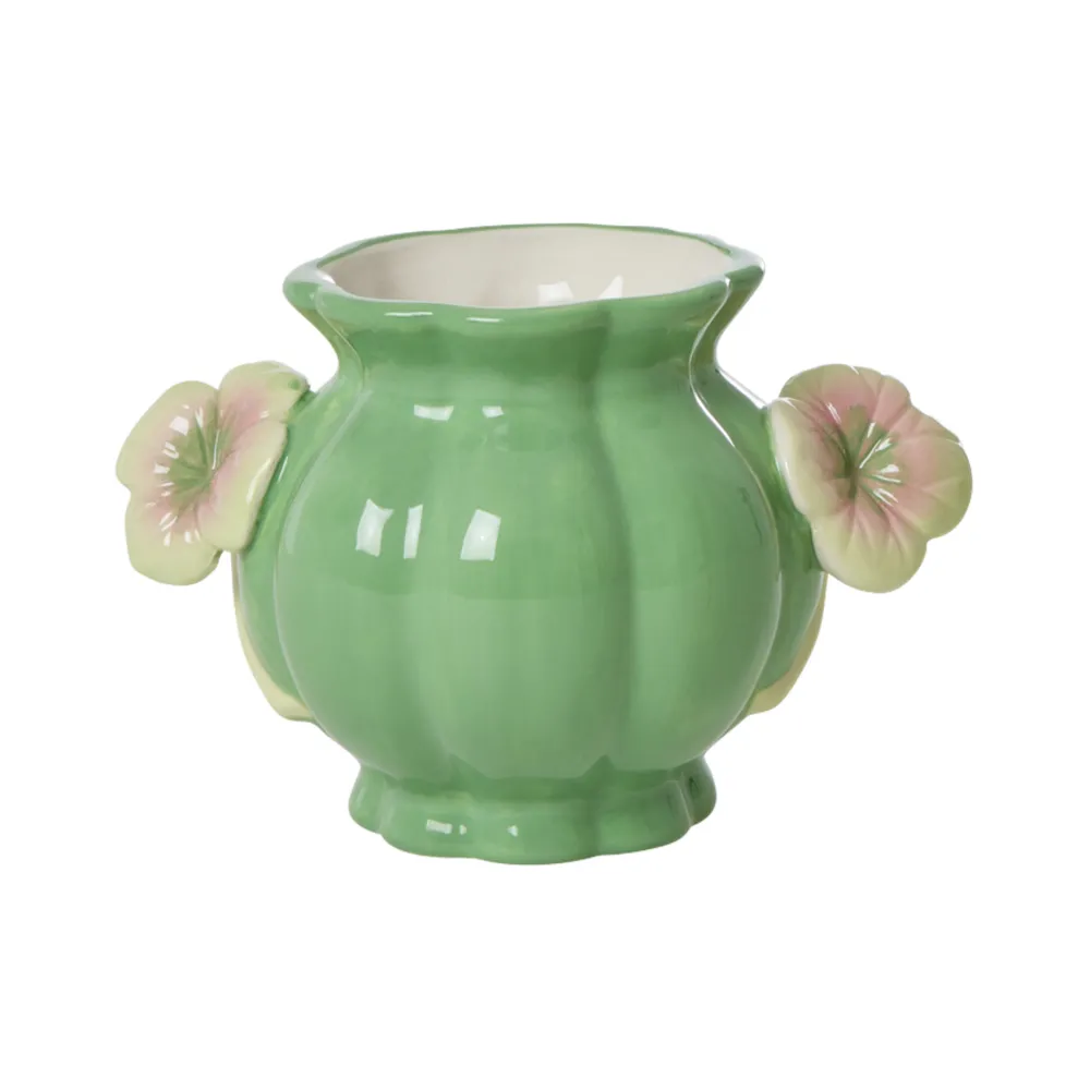 Sale RICE Handbemalte Keramik Vase mit Blumenhenkel