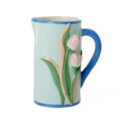 Outlet RICE Handbemalter Keramik Krug mit Tulpen