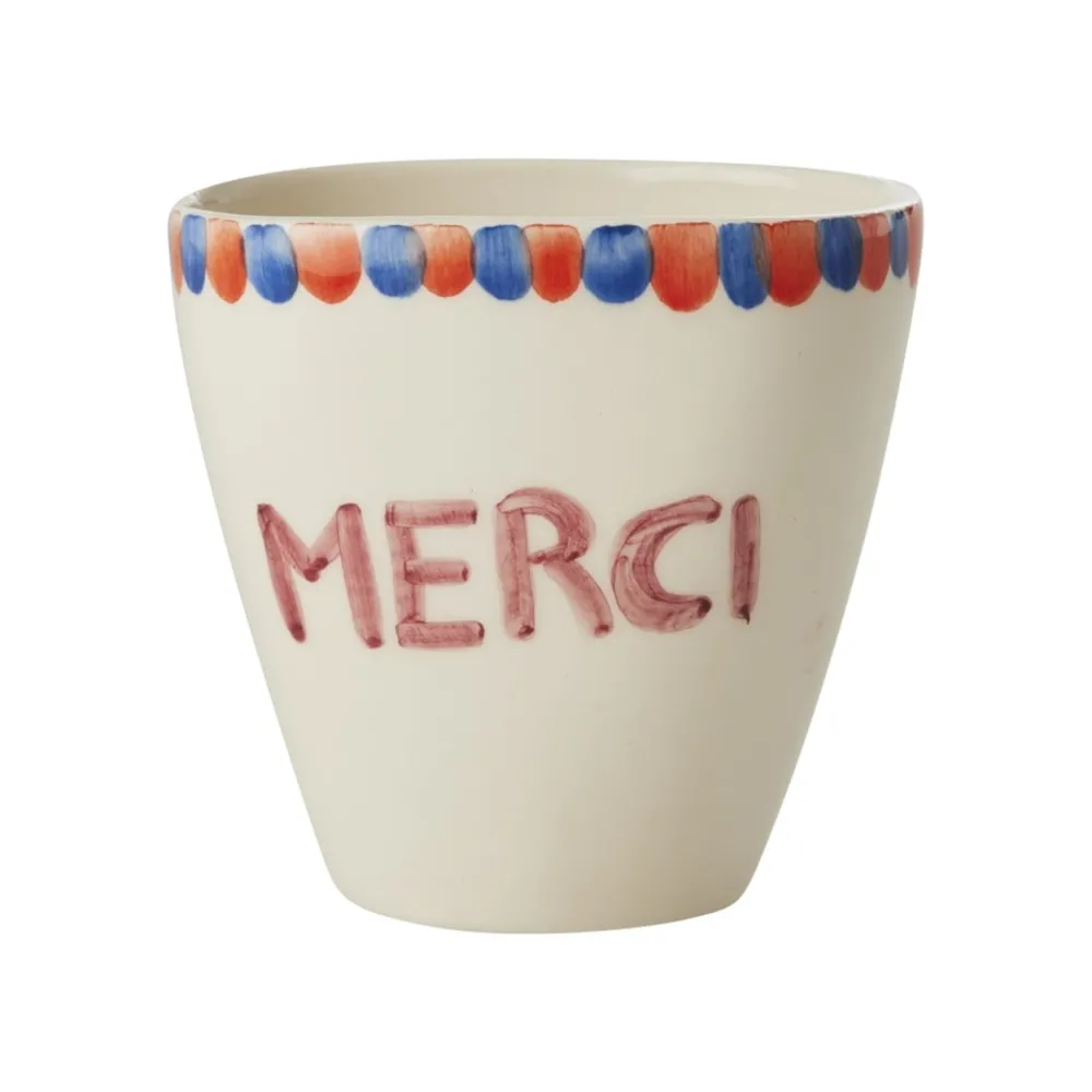 Online RICE Keramik Becher Handbemalt MERCI
