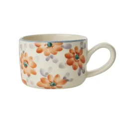 Sale RICE Keramik Cappuccino Tasse Blumen Orange