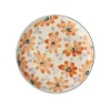 Clearance RICE Keramik Kuchenteller mit Handgemalten Blumen Orange