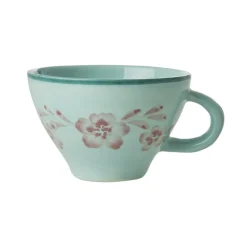 Sale RICE Keramik Teetasse Handbemalt Blume Mint