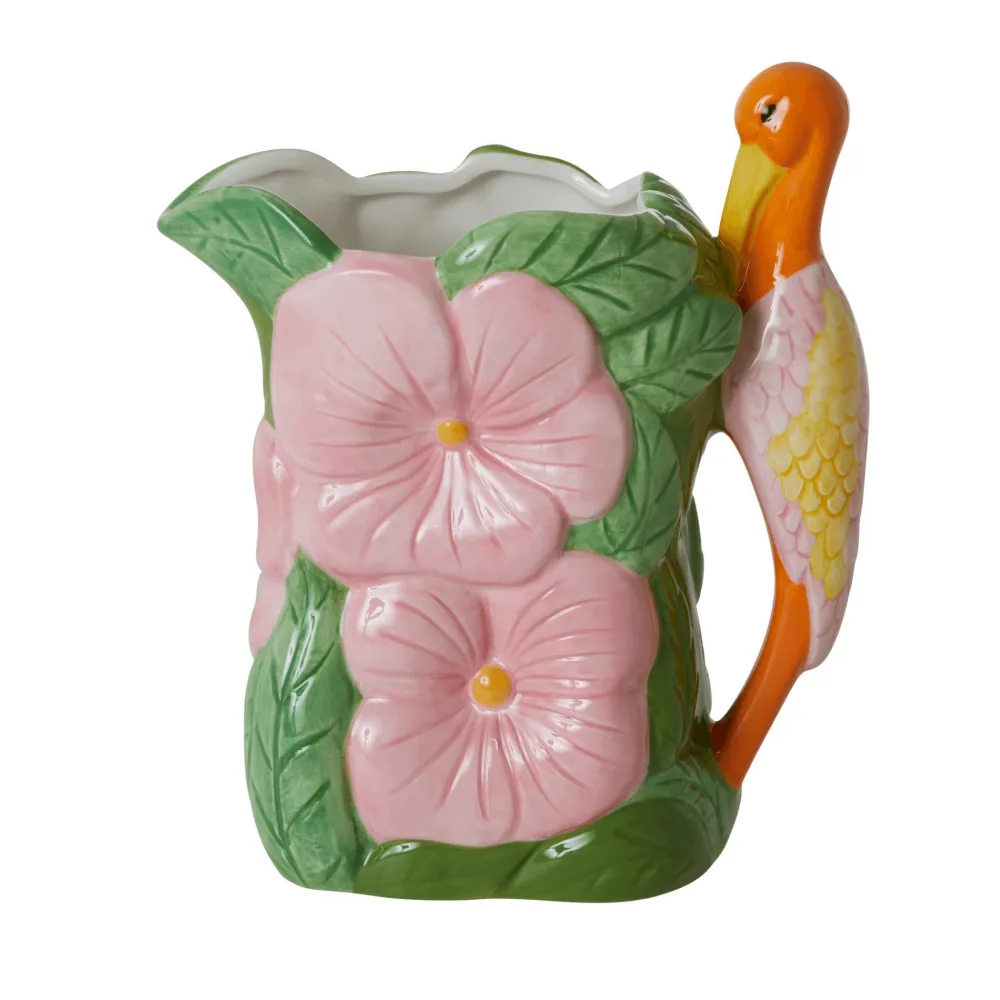 Online RICE Keramik Vase mit Pelikan und Blumen