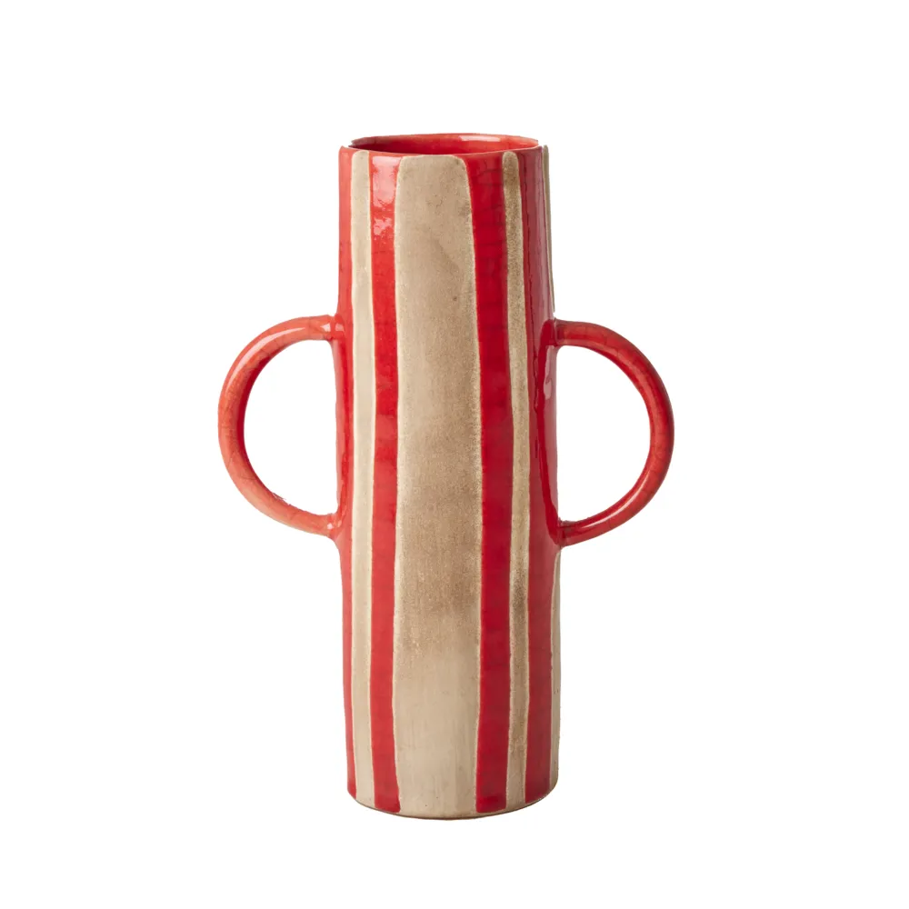 Hot RICE Keramik Vase Rote Streifen