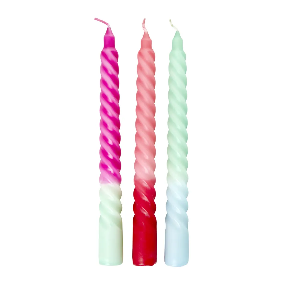 Outlet RICE Kerzen Twisted 2-tönig, 3er-Set