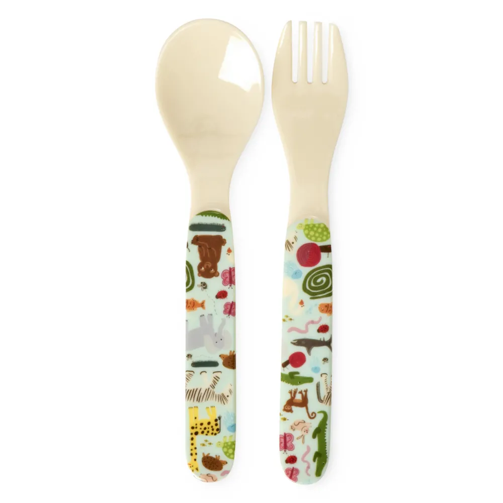 Discount RICE Kinder Besteck, Gabel und Löffel Wildlife