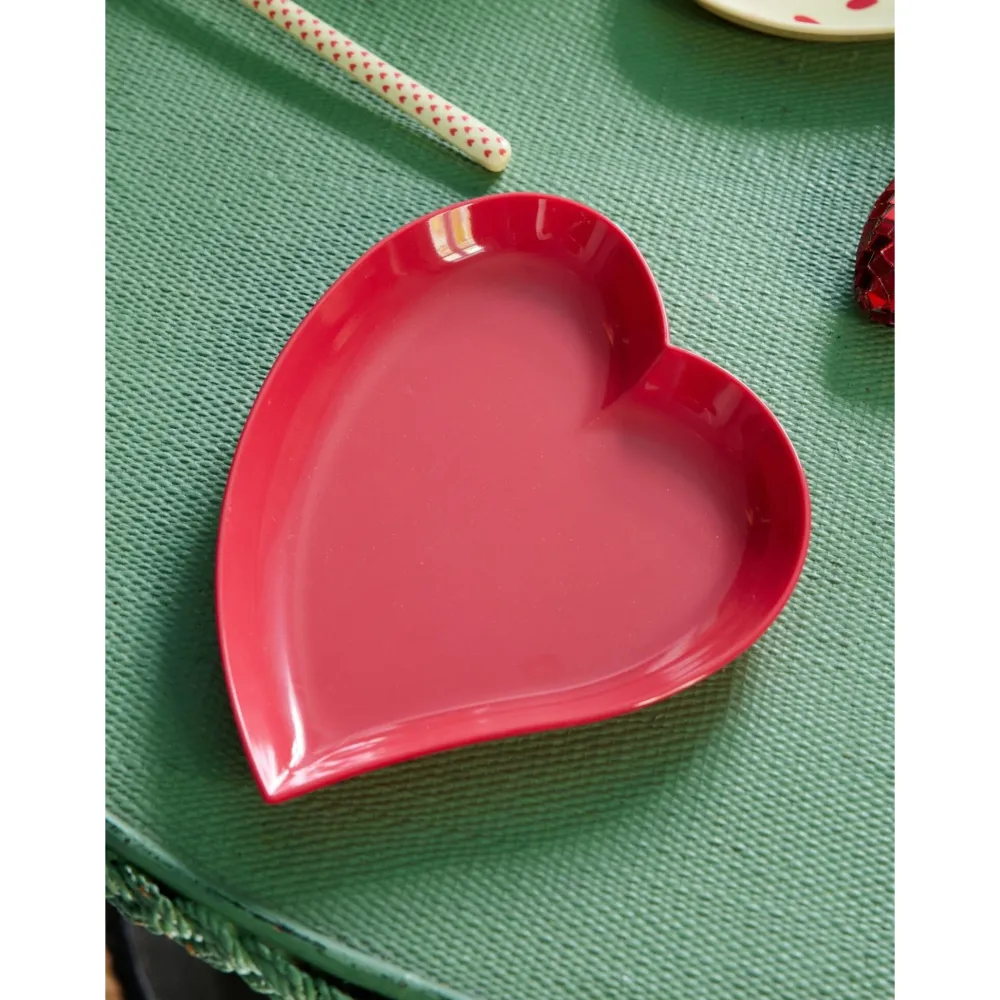 Clearance RICE Melamin Herz Platte Red Kiss