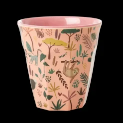 Clearance RICE Melamin Kinder Becher Medium Jungle Animals All Over
