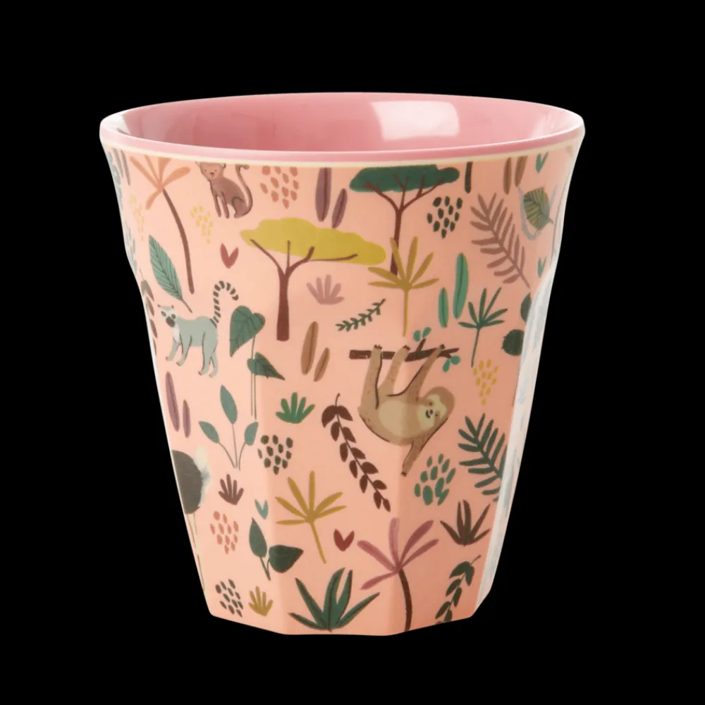 Clearance RICE Melamin Kinder Becher Medium Jungle Animals All Over