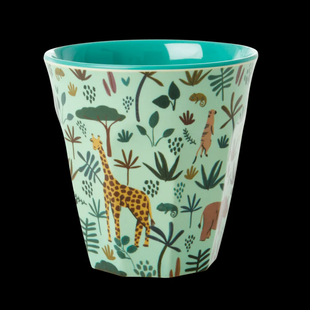 Clearance RICE Melamin Kinder Becher Medium Jungle Animals All Over