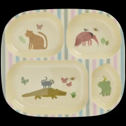 New RICE Melamin Kinderteller mit 4er Einteilung Sweet Jungle Print
