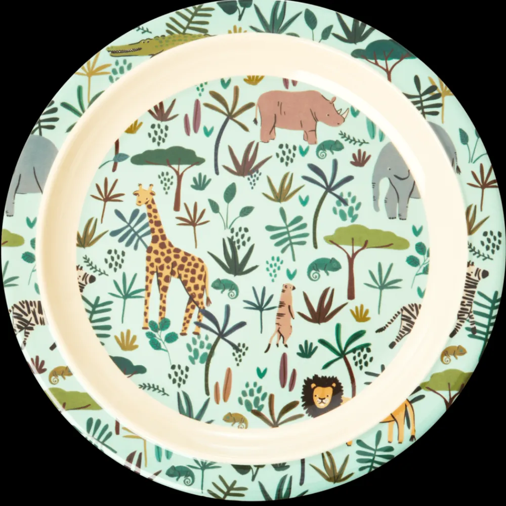 Online RICE Melamin Kinderteller Jungle Animals All Over